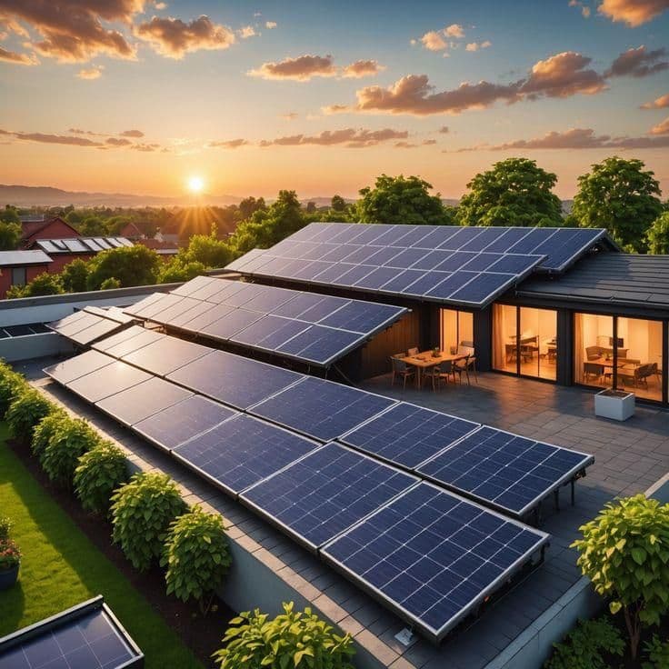 Solar installation integrated with lush surroundings