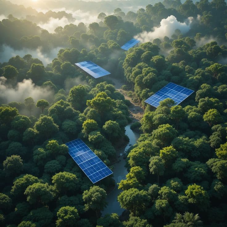 Rows of solar panels across a green landscape